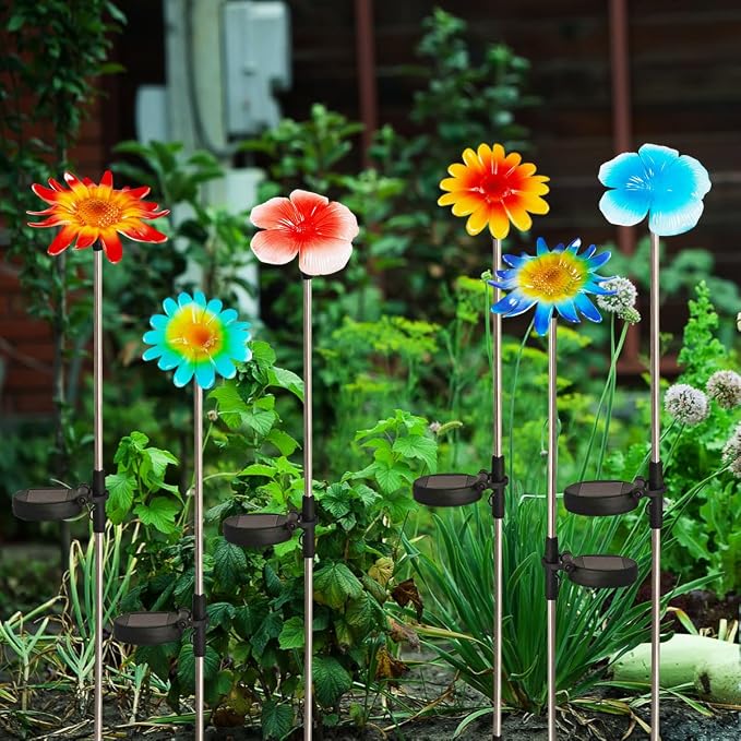 EiGreen 6 Pack Solar Garden Lights Outdoor Decor, Stake Yard Figurine Colorful - Image 4