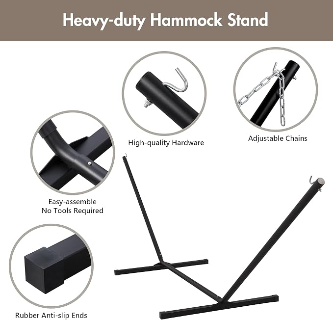 ANOW 2 Person Hammock with 12FT Stand, Heavy Duty Hammock with Stand - Image 5
