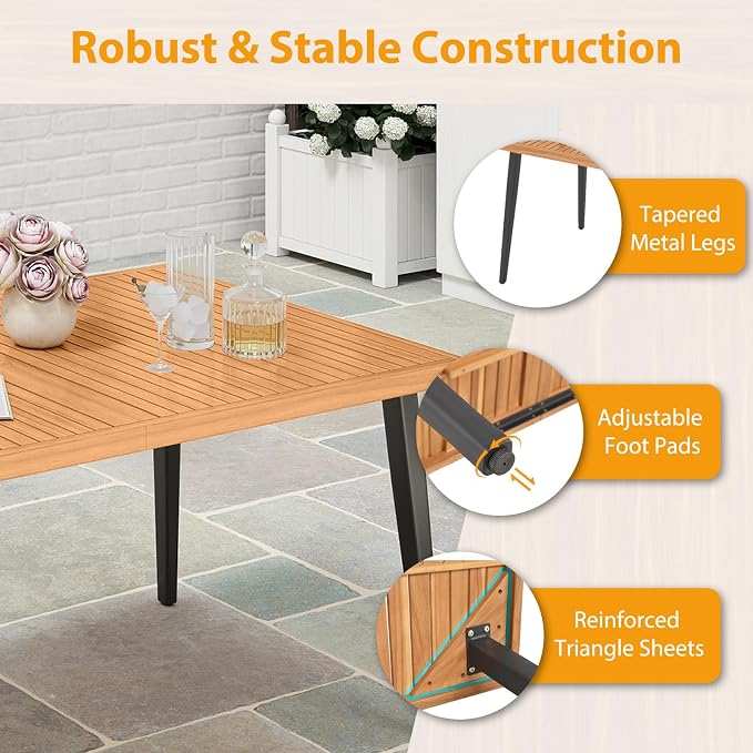 Tangkula 63" Acacia Wood Patio Dining Table - Image 7