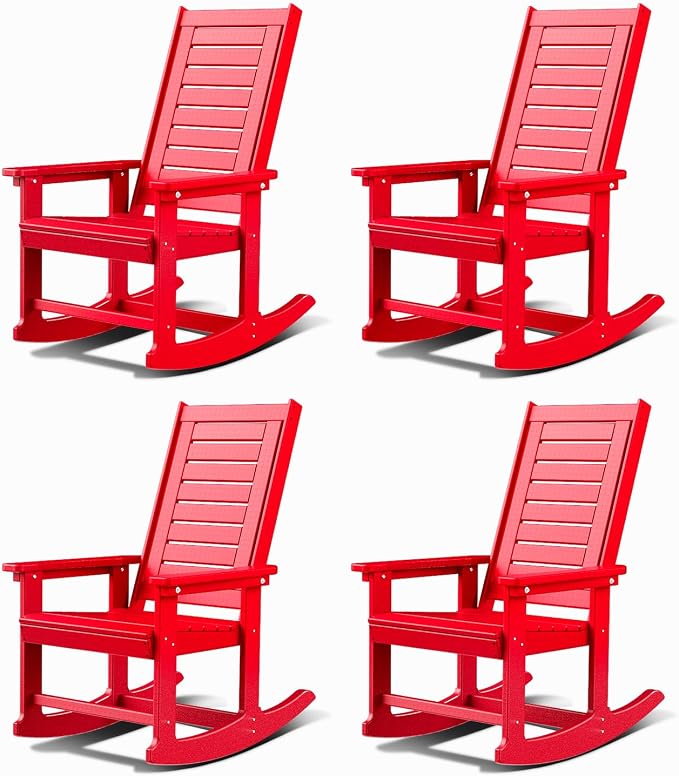 GREENVINES Outdoor Rocking Chairs | Set of 4 | Porch Rocker | HDPE Plastic | by GreenVines