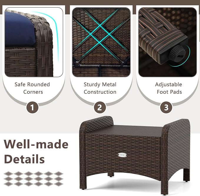 RELAX4LIFE Wicker Outdoor Ottomans - Image 7