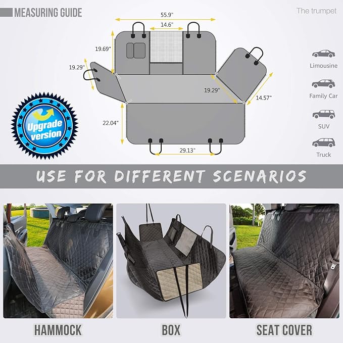 Vailge Dog Car Seat Cover for Back Seat, 100% Waterproof Back Seat Pet Cover - Image 5