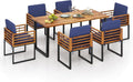 Tangkula 7 Piece Patio Dining Set, Acacia Wood Dining Chair & Table Set by TANGKULA
