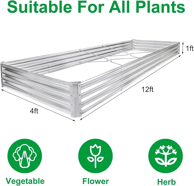 JERIA 12×4×1ft Raised Garden Bed - Image 2