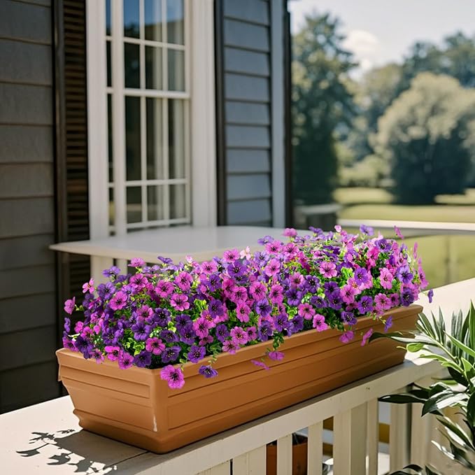 Artificial Flowers Faux Plants Outdoor Fake Flowers Spring Decor, 12 Bundles - Image 4