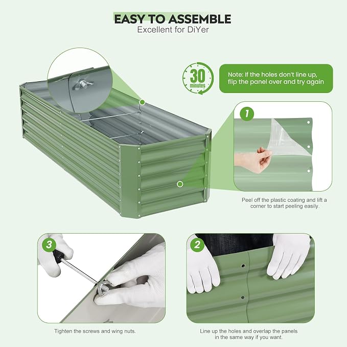 ZORMY 6×2×1.4ft Galvanized Raised Garden Bed Kit, Metal Planter Boxes Outdoor - Image 7