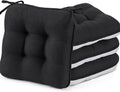 BETU Black Chair Cushions for Dining Chairs Set of 4, 3.5" Thick Kitchen Table by BETU