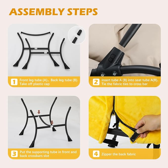 Lazy Chair with Folding Ottoman, Leisure Sofa Chair, Soft Fabric Armchair with - Image 6