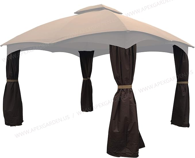 APEX GARDEN 4 Poles Brown Corner Curtain Set by APEXGARDEN