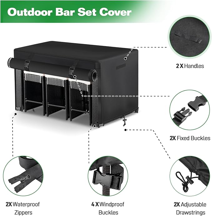 7 Piece Outdoor Bar Height Dining Set Cover - Image 6