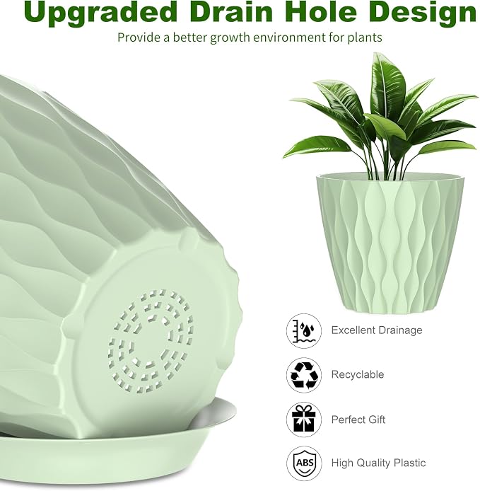 6 Pack 7 Inch Indoor Plant Pots - Image 3
