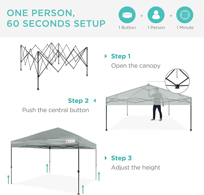 Best Choice Products 10x10ft Pop Up Canopy Tent, Outdoor Shade, 1 Person 1 - Image 2