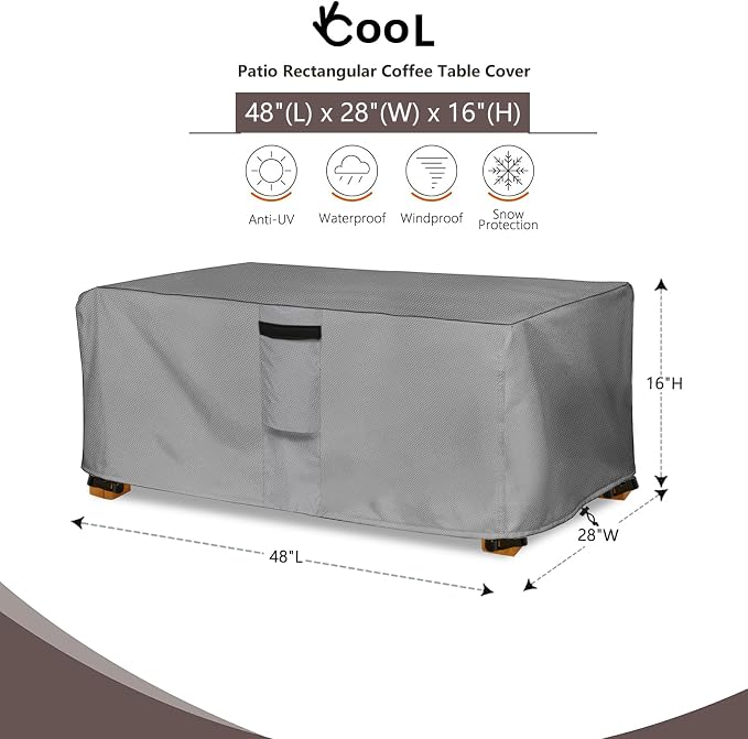 Outdoor Coffee Table Cover, Waterproof Rectangular Patio Small Side Table Cover - Image 2