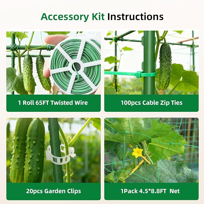 Cucumber Trellis for Raised Bed, U-Shape Garden Arch Metal Support for Climbing - Image 7