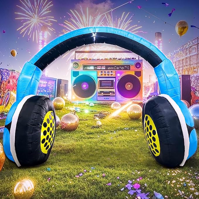 80's 90's Party Decoration 10FT Inflatable Headphones Archway Party Decorations - Image 4