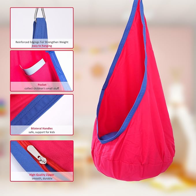 YAERSI Kids Pod Swing Seat, Cotton Hammock Chair - Image 2