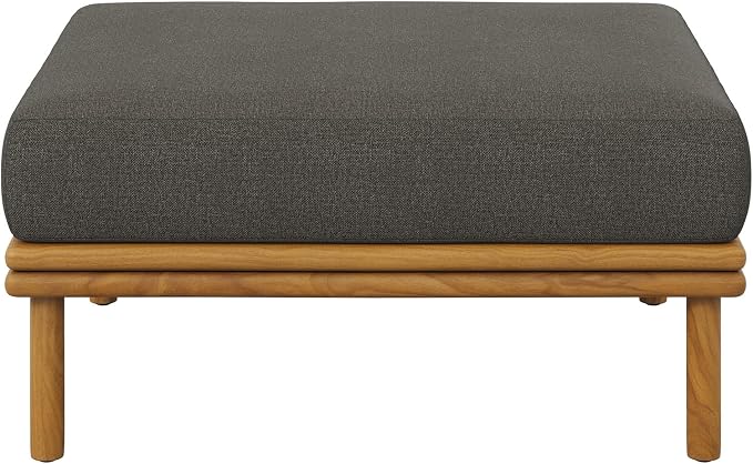 Modway Wren Teak Wood Outdoor Ottoman in Natural Flint Gray - Image 8