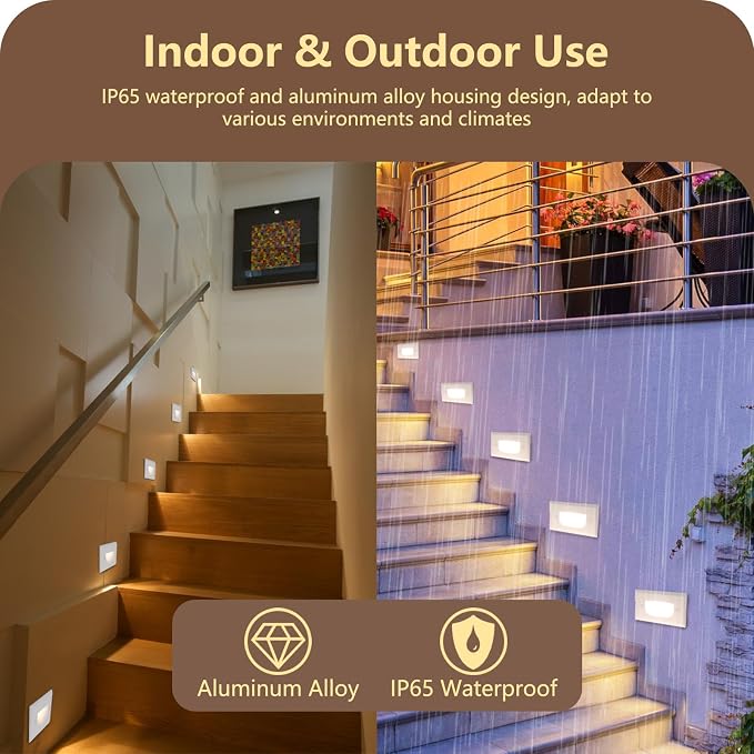 120V Dimmable 3CCT Step Lights, Stair Lights Outdoor, Zinc Alloy/Aluminum Cover - Image 6