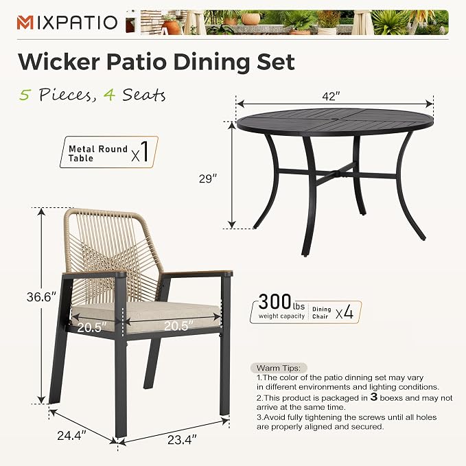 5 Pieces Round Outdoor Dining Set - Image 6