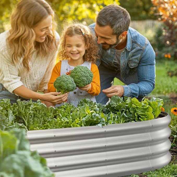 4x2x1ft Oval Galvanized Raised Garden Bed Outdoor 9-in-1 Large Metal Modular - Image 7