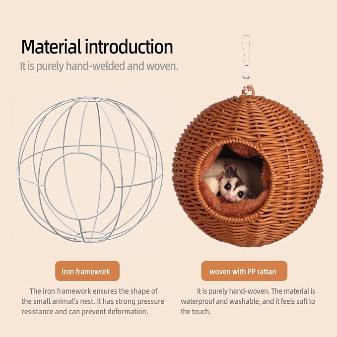 Small Animal Hammock, PP Rattan Hiding Place - Image 3
