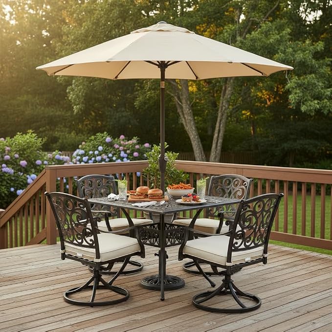 Tangkula 35.4 Inches Outdoor Dining Table, All-Weather Cast Aluminum Table - Image 2