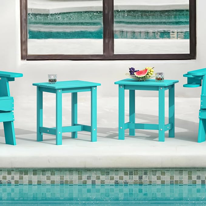 LUE BONA Outdoor Side Table Set of 2, HDPS Small Outdoor Table, Adirondack Side - Image 2