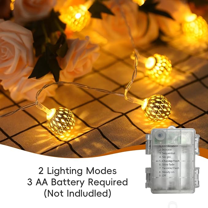 String Lights Indoor 20 LED Moroccan Fairy Lights Battery Operated - Image 3