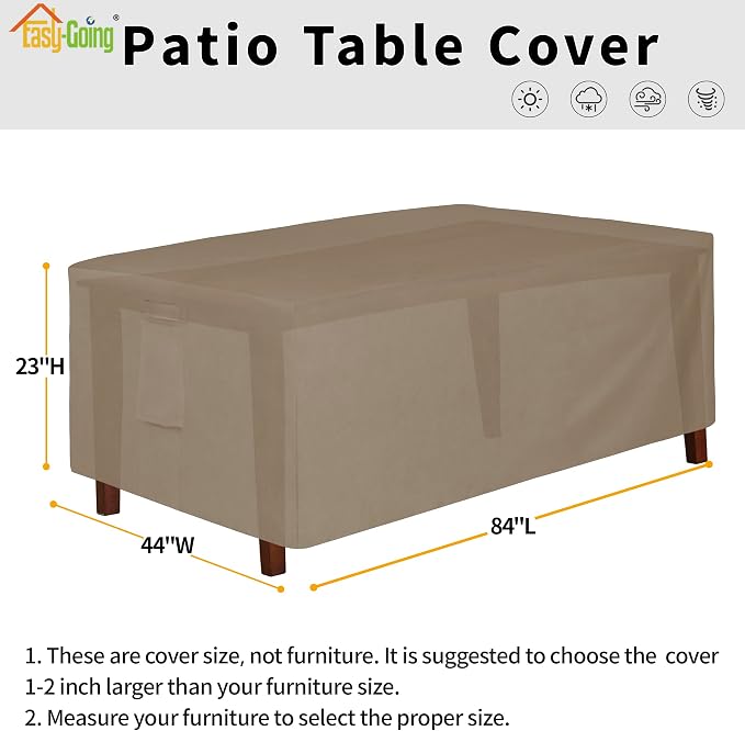 Easy-Going 600D Heavy Duty Rectangular Table Cover UV Resistant and Waterproof - Image 2