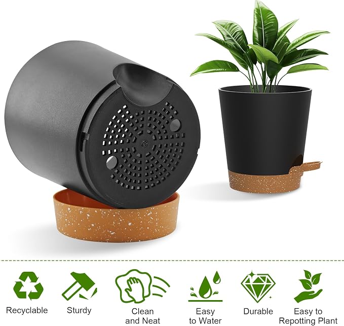 Self Watering Pots, 7/6.5/6/5.5/5/4 inch Flower Pots - Image 3