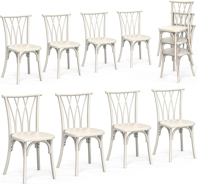VINGLI Plastic Outdoor Dining Chairs Set of 8, Stackable Patio Dining Chairs by VINGLI