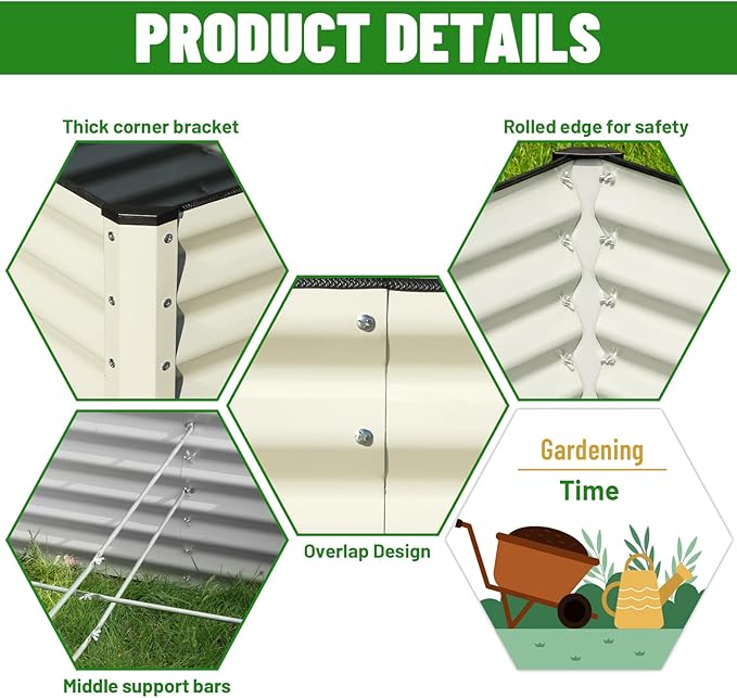 SnugNiture Galvanized Raised Garden Bed 4x4x2FT Outdoor Large Metal Planter Box - Image 3