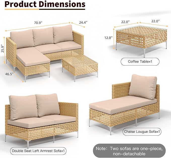 3-Piece L-Shaped Patio Furniture Set - Image 3