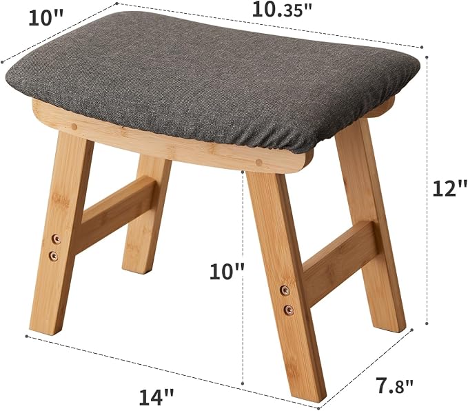 Foot Stool, Bamboo Small Sofa Foot Rest Under Desk, Extra Seating - Image 2