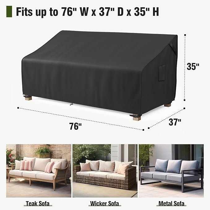 MR.COVER 3-Seater Outdoor Couch Cover Waterproof, Patio Furniture Cover - Image 2