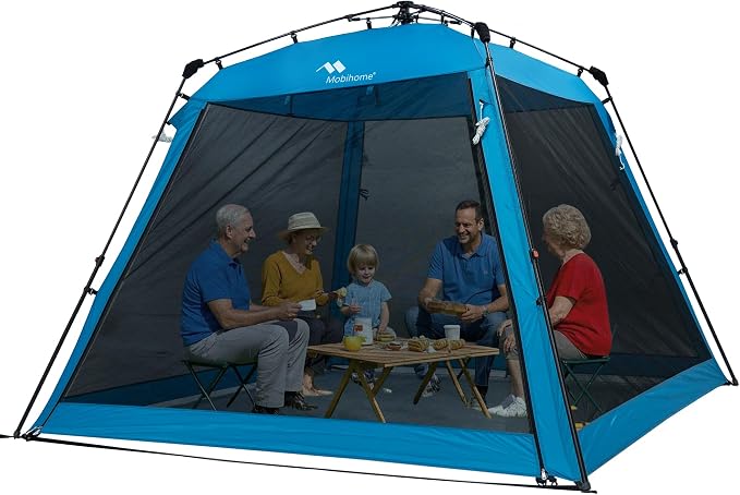 Pop Up Screen House Gazebo 8.2'x8.2'x75'', 4-6 Person Portable Screen Room by MobihomeOutdoor