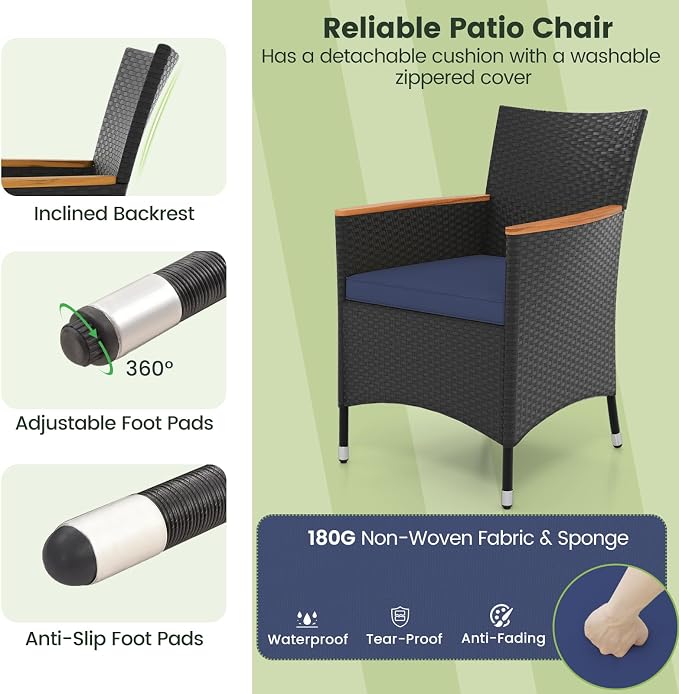 Tangkula 9 Pieces Rattan Outdoor Dining Set - Image 7