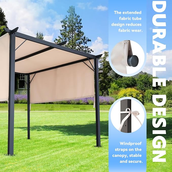 MELLCOM Outdoor Pergola 10x10 Ft, Metal Freestanding Shelter - Image 4