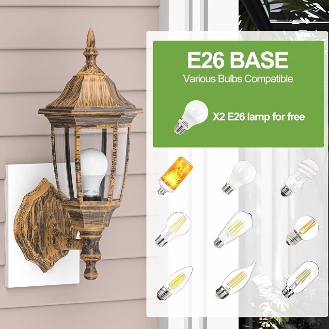 EMART Outdoor Porch Light, Brushed Gold, Anti-Corrosion Plastic Material - Image 7
