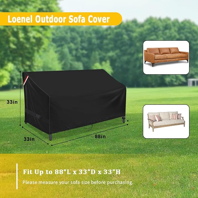 Outdoor Sofa Cover, 88 Inch Waterproof 3-Seater Bench Covers - Image 2
