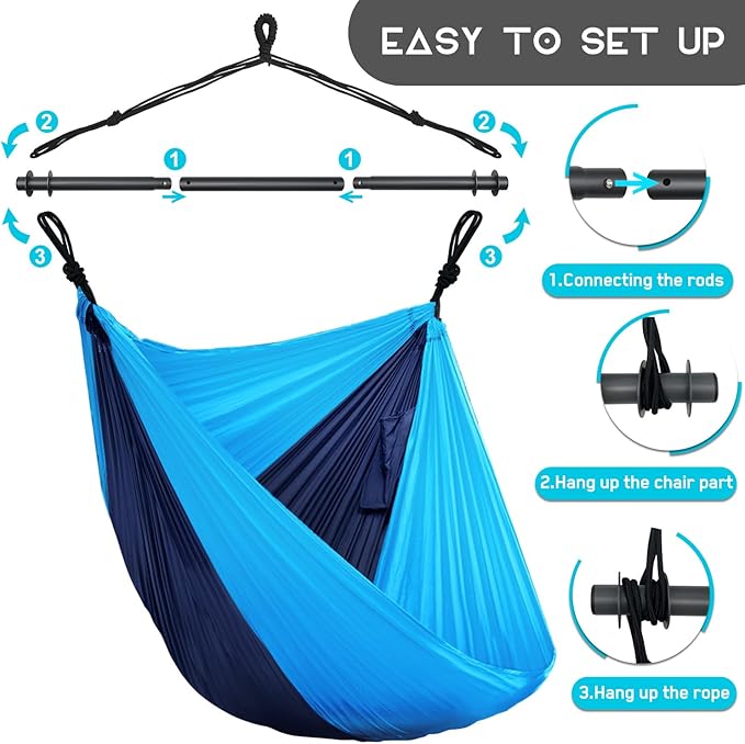 Hammock Chair, Portable Outdoor Hanging Rope Swing, Max 500 Lbs, Collapsible - Image 7