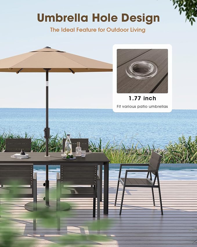 Outdoor Patio Dining Table, Aluminum & HDPS Outdoor Table - Image 2