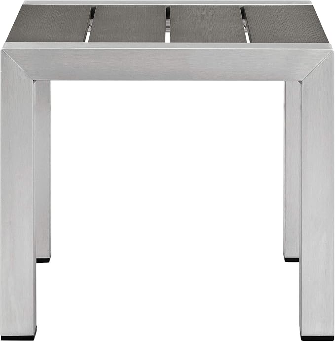Modway Shore 3-Piece Aluminum Outdoor Patio Furniture Set in Silver Navy - Image 7