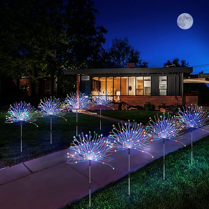 Outdoor Solar Garden Lights, 4 Pack 120 LED Copper Wire Waterproof Garden - Image 3