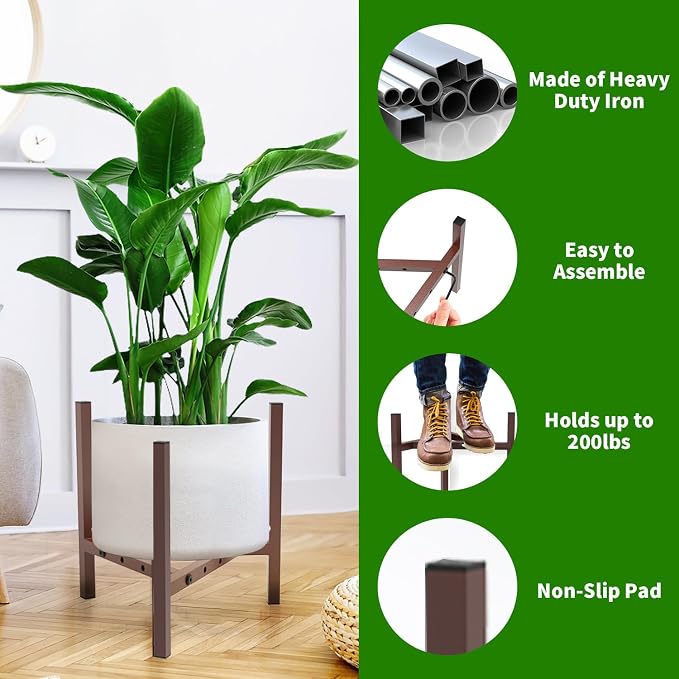 Aripark Plant Stand Indoor Adjustable, Metal Modern Plant Stands, Small Heavy - Image 2