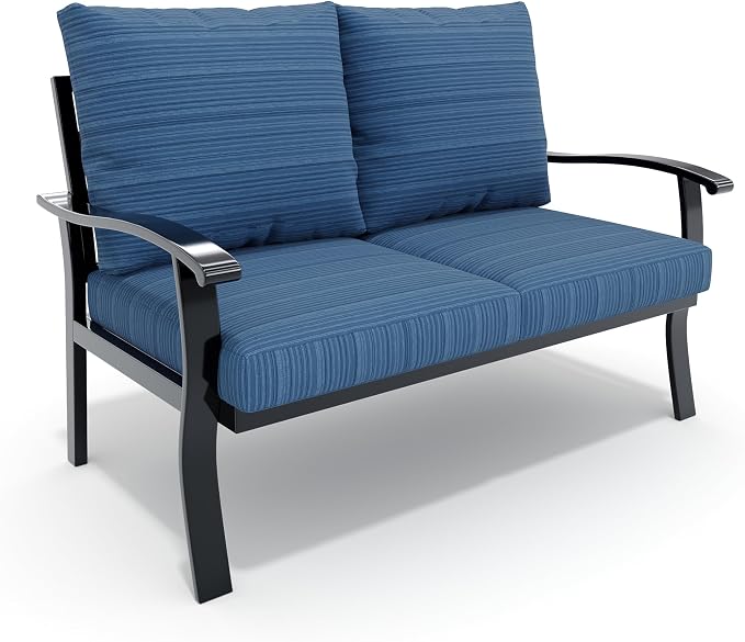 HOMREST Outdoor Loveseat Aluminum Patio Furniture Sofa, All-Weather Metal by HOMREST