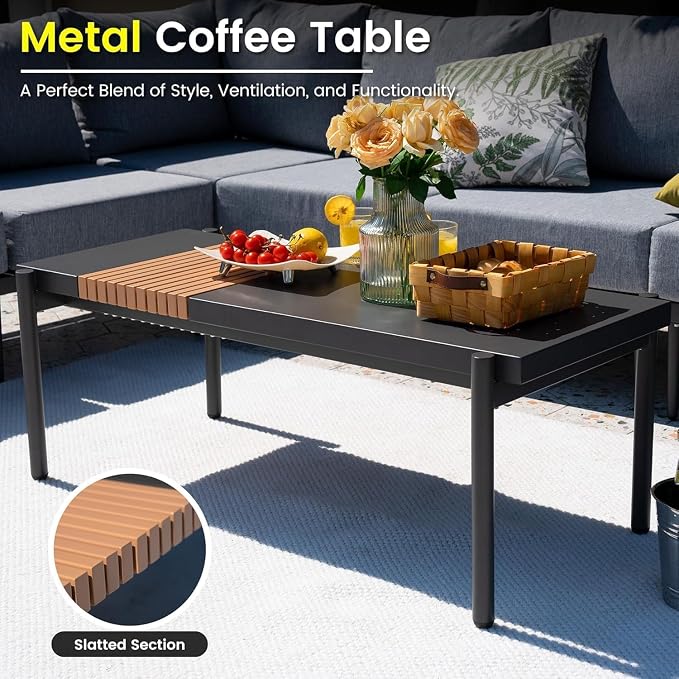 Sundale Outdoor 9 Pieces Patio Furniture Set, U-Shaped Outdoor Sectional Sofa - Image 7