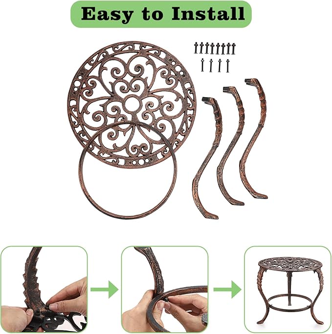 OwnMy Heavy Duty Cast Iron Plant Stand Vintage Wrought Iron Flower Pot Holder - Image 2