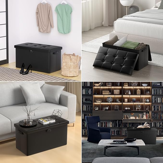 ENGPOW Storage Ottoman Bench, Fireproof Folding Bench - Image 4