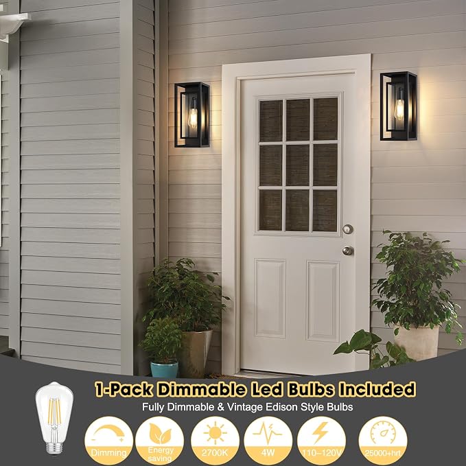Outdoor Wall Light Fixtures, Waterproof Black Exterior Sconce Porch Lights - Image 4